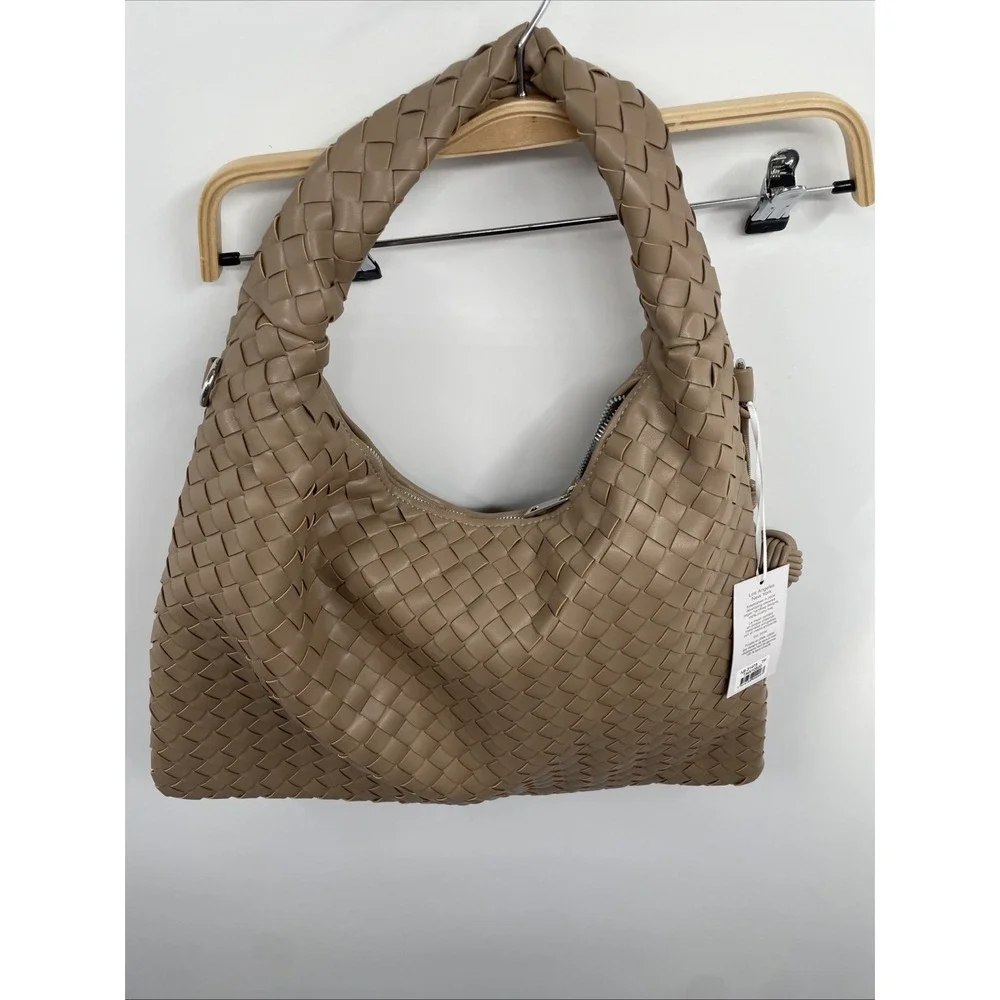 Alyssa‎ Hobo Bag Women's Brown Woven Leather Top Handle Slouchy Shoulder Bag NWT